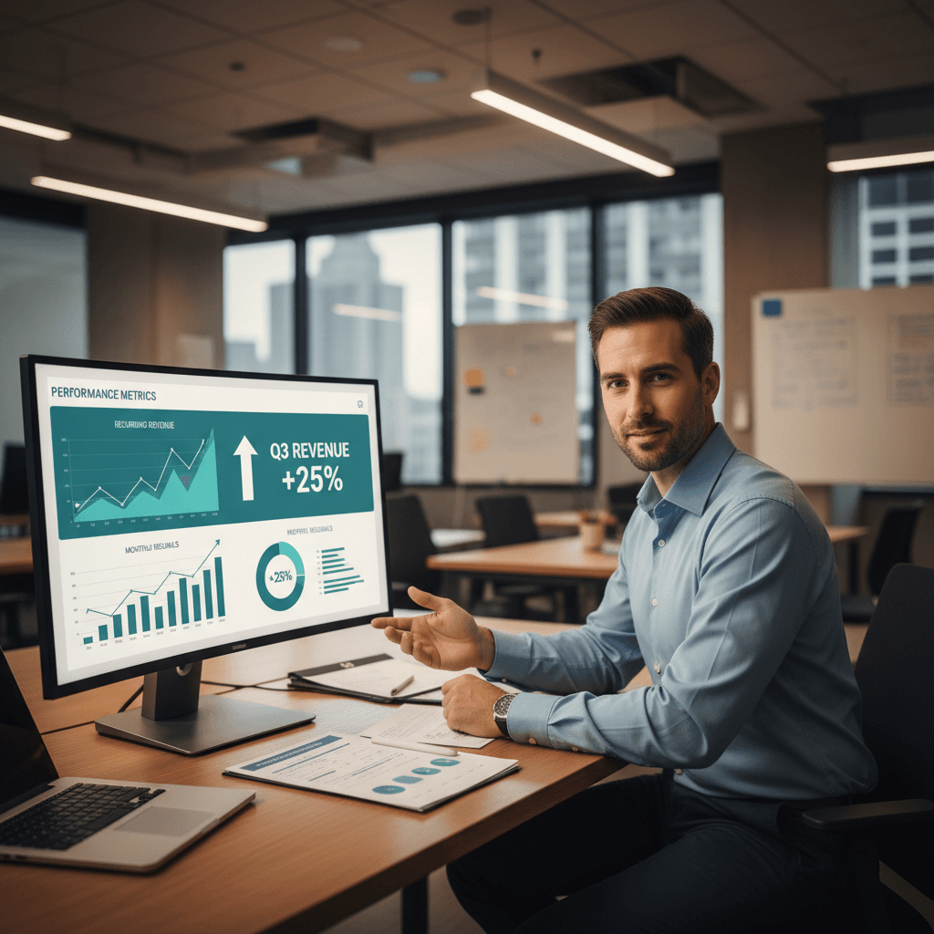 Revenue dashboard with growth metrics